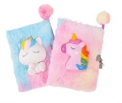 JOURNAL INTIME SQUISHY - AMIS À FOURRURE LICORNES AVEC CADENAS ASST